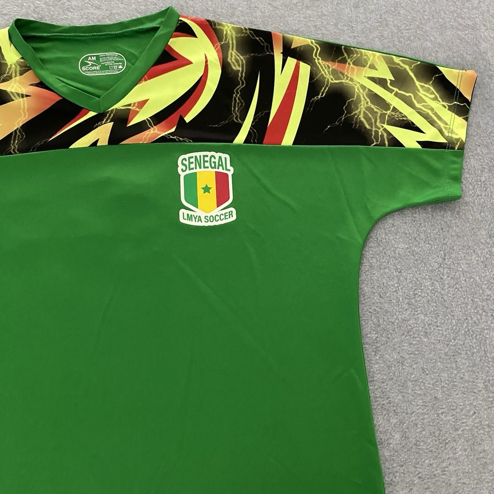 Score Senegal Soccer Jersey Men Adult Medium Green Neon Rare Abstract #10 Futbol